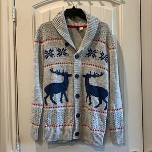 🟢 Moose Xmas Winter Sweater Cardigan Grey Blue XS